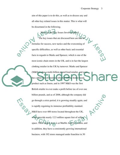 Corporate Strategy : Examination Questions (Mark&Spencer)