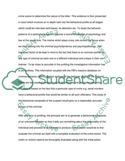 Criminal Profile and Behavioral Patterns of the Criminal