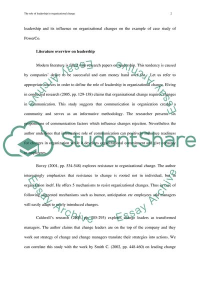 The Role of Leadership in Organizational Change