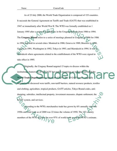 World Trade Organization and Developing Countries