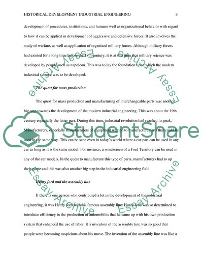 Historical Development of Industrial Engineering