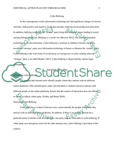 Individual Action Plan on Cyber Bullying