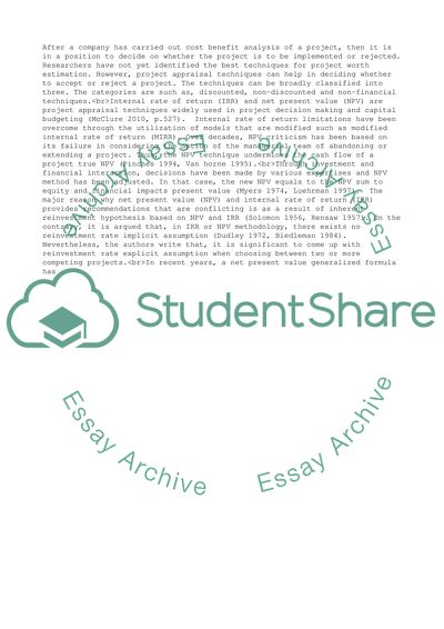 Project Appraisal Is Not an Exact Science