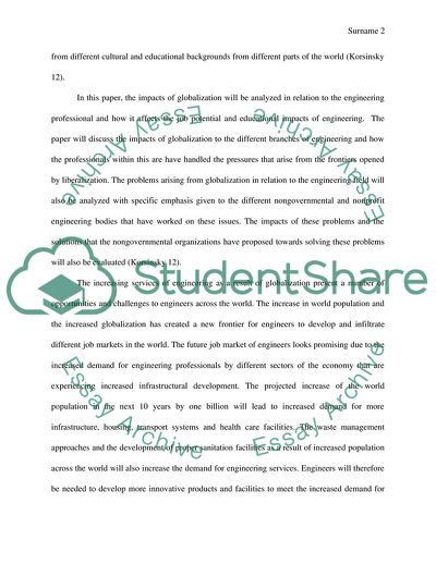 Relationship between Engineering and Globalization