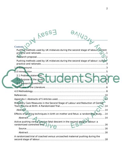 Pushing Methods Used by UK Midwives during the Second Stage of Labour