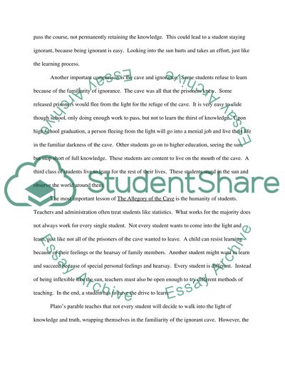 Platos Allegory of the Cave in realtion to school teachers or students
