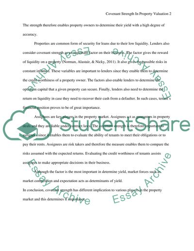 In property valuation,how important is covenant strength and how is it reflected in valuation