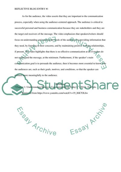 Reflective Blog Entry #1 Essay Example | Topics and Well Written Essays ...