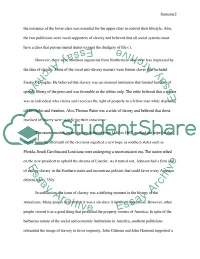 Slavery as a Defining Moment in the History of the Americans