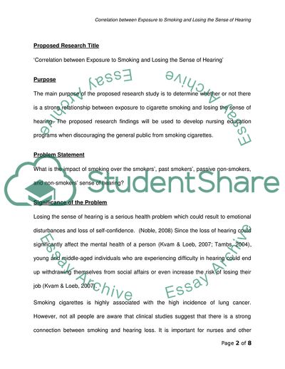 Correlation between Exposure to Smoking and Losing the Sense of Hearing
