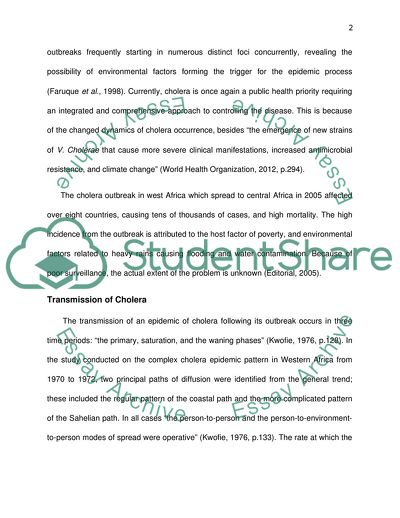 Epidemiological Significance of Cholera