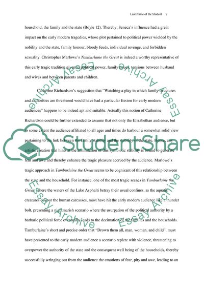 Tamburlaine the Great and The Elizabethan Notions of Household, the Family and the State