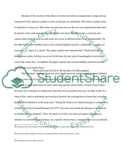 Criminal Liability for Rape, Murder and Grievous Bodily Harm