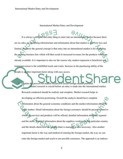 International Market Entry and Development