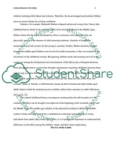 The Concept of Childhood History and Studie