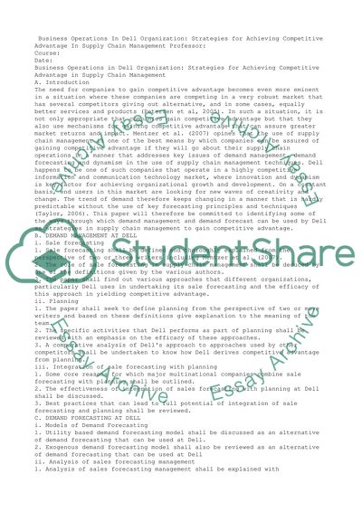 Business Operations in Dell Organization