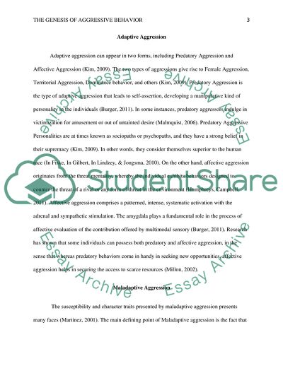 Aggressive Behavior in Human Beings