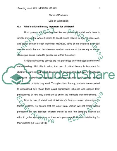 Online Discussion on Critical Literacy