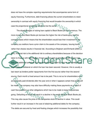 The Disadvantages of Raising Loan Capital to Black Books Plc