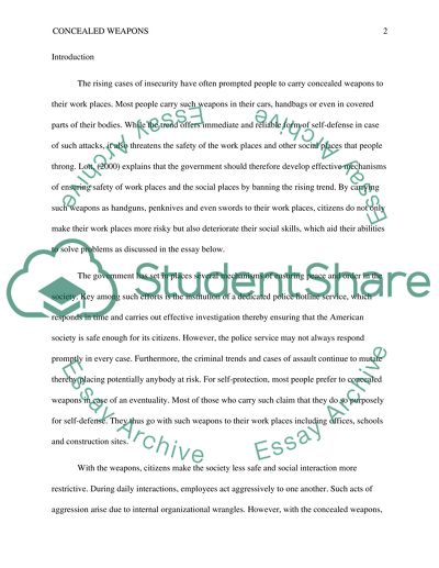 Should Citizens Be Permitted to Carry a Concealed Weapon to Their Workplace