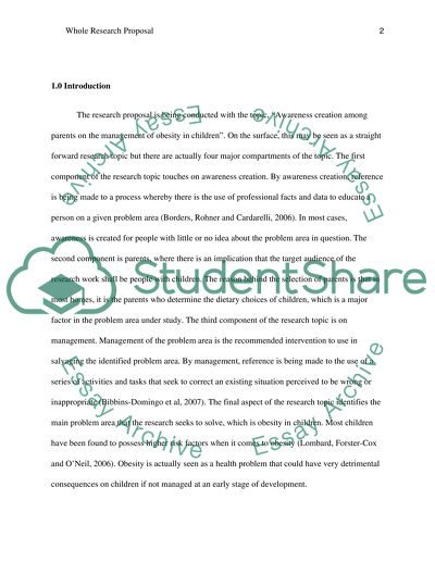 Awareness Creation among Parents on the Management of Obesity in Children