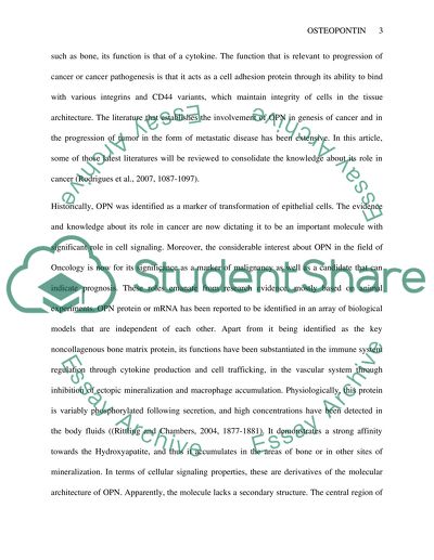 The Role of Osteopontin in Cancer