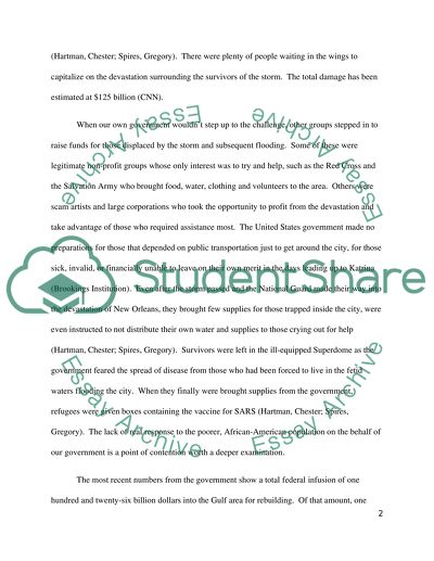 Hurricane Katrina and African-American Society - On-Going Recovery