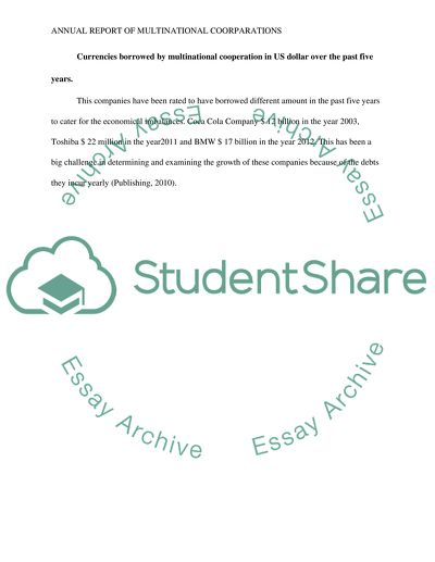 Annual Report of Multinational Corporations