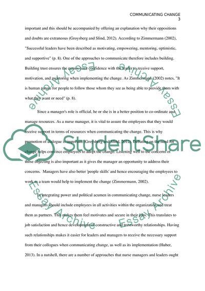 Nursing Care Management: Communicating about Change