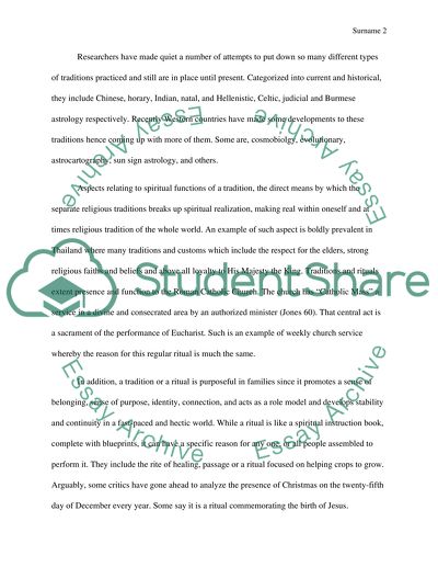 Purposes of Traditions or Rituals