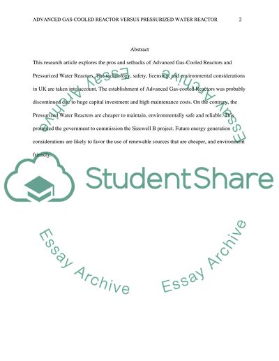 Advanced Gas-cooled Reactor versus Pressurized Water Reactor debate