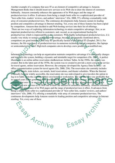 Information Technology as an Element of Competitive Advantage