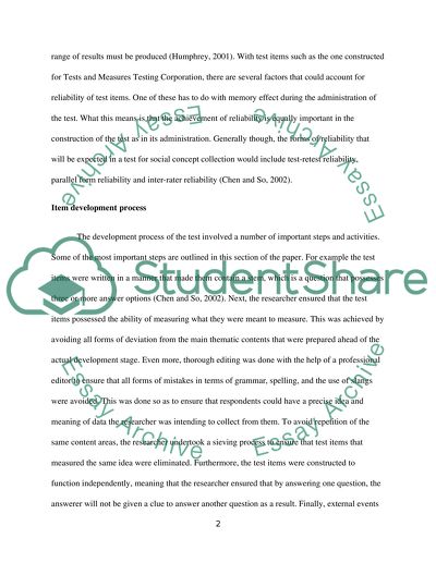 Introduction and Purpose of the Test Development