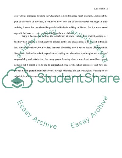 Description of My Being on the Wheelchair due to Walking Disability Caused by the Accident