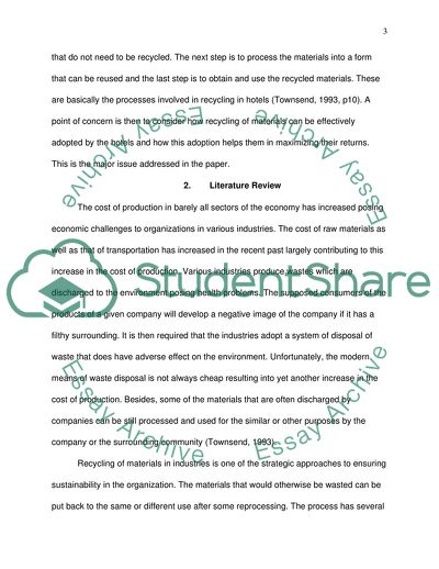 A Problem of Environmental Degradation in the Hotel Industry