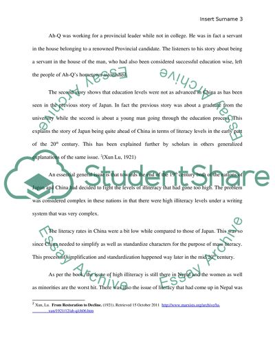 Early 20th Century China and Japan as Revealed in Kokoro and the True Story of Ah Q