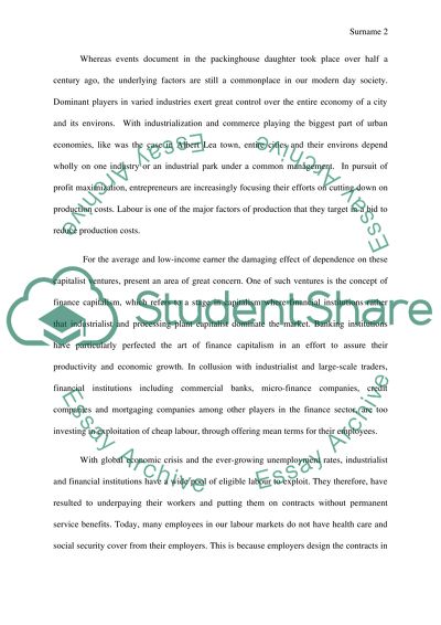 Packinghouse Daughter & Finace Capitalism