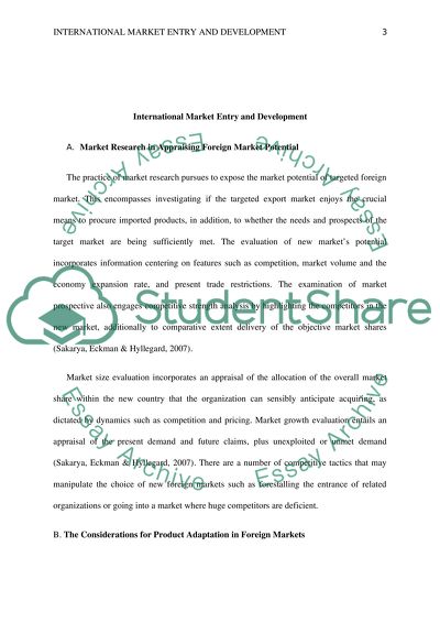 International Market Entry and Development