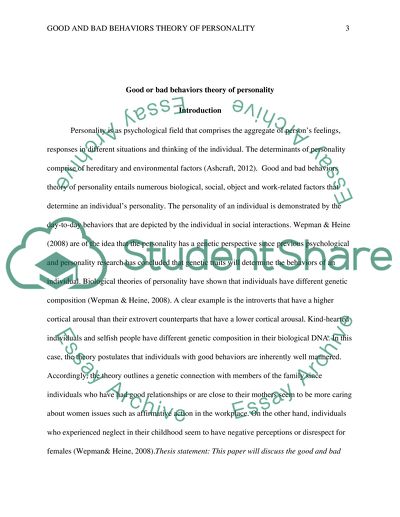 Good and bad behaviors theory of personality