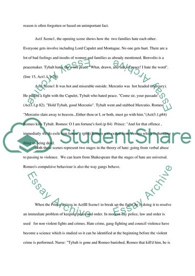 The Relevance that the Study of Shakespeares Romeo and Juliet has to the Modern World