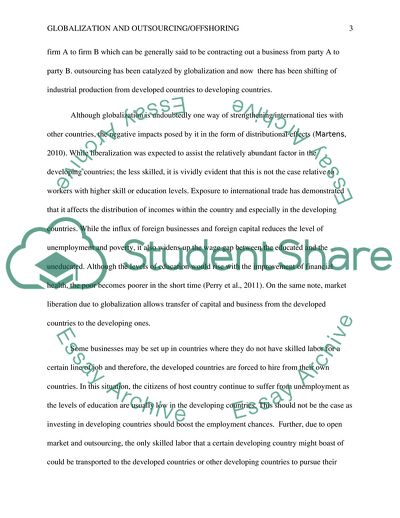 The Effects of Globalization on the Developing Countries