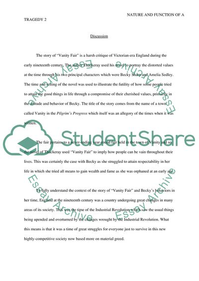 Nature and Function of a Tragedy