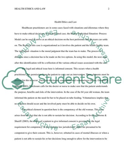 Answer the question for the journal -this is for health ethics and law class