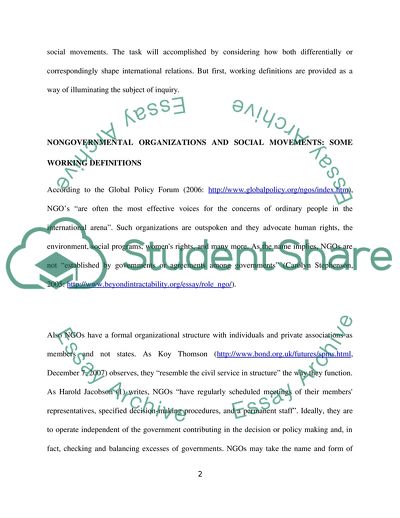 The Similarities and/or Differences between NGOs and Social Movements