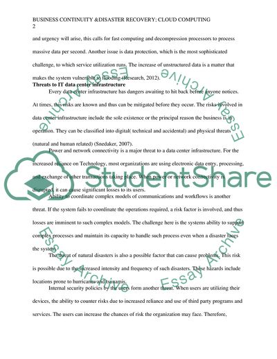 Business Continuity and Disaster Recovery in Cloud Computing