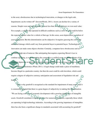 Asset Impairment: No Guarantees