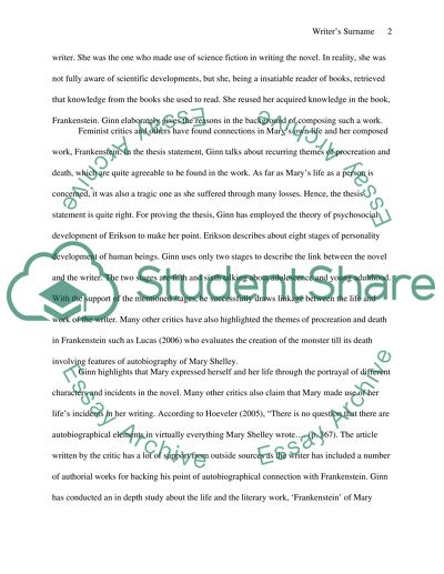 Mary Shelleys Frankenstein: Science, Science Fiction, or Autobiography by Ginn