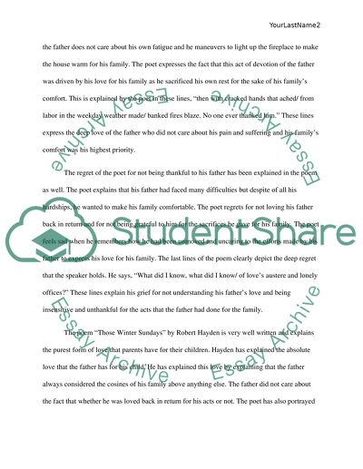 Those Winter Sundays Poem