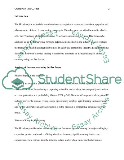 A porters 5 forces analysis of Shinetech (Chinese IT Outsourcing company)