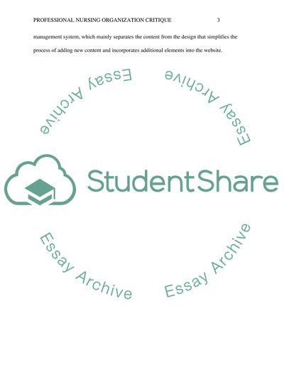 Critique a professional nursing organization